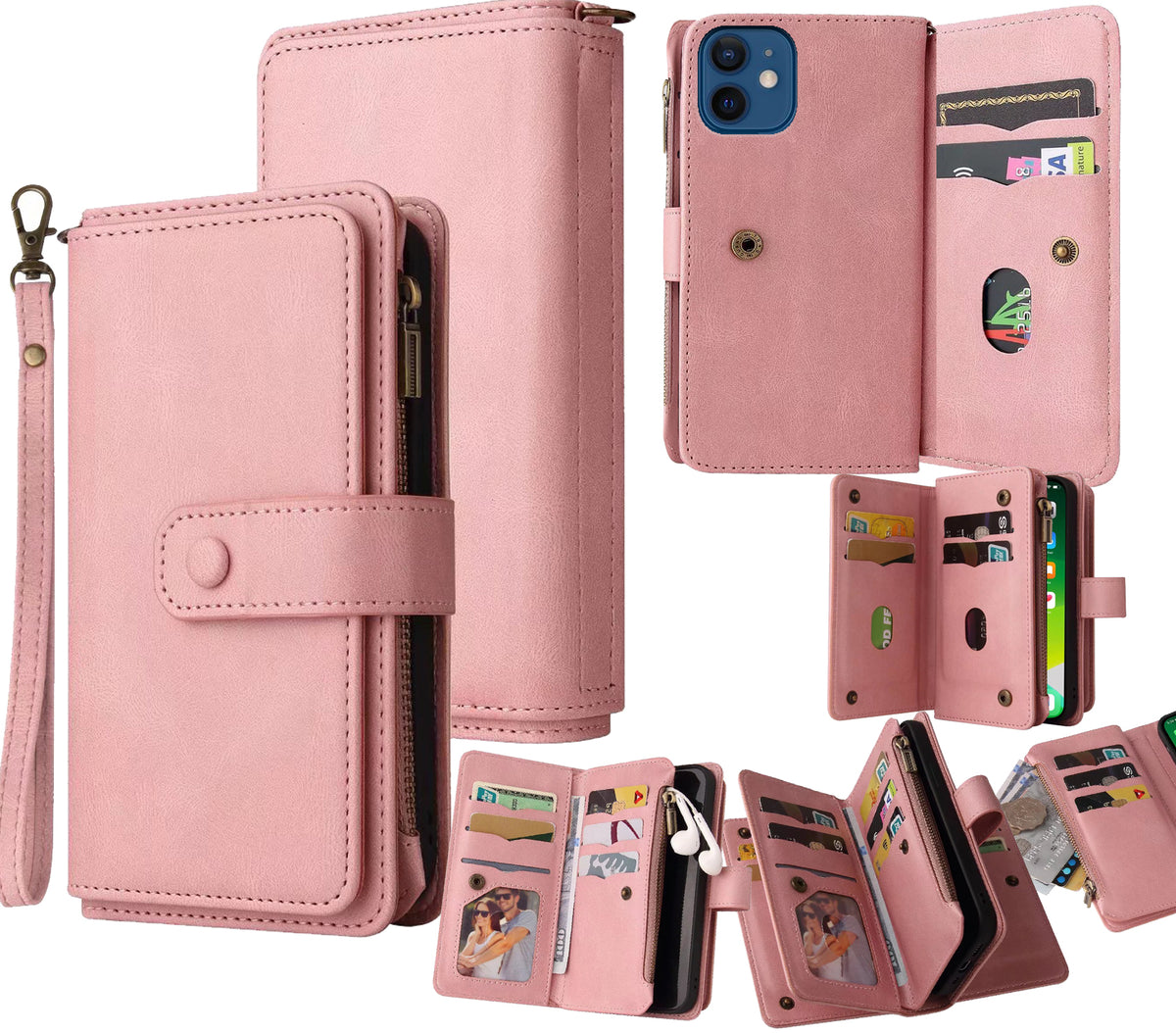 Samsung Galaxy S25 suede multifunction wallet case 15 cards & zipper pocket (w-018)