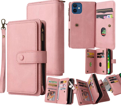 Samsung Galaxy S25 suede multifunction wallet case 15 cards & zipper pocket (w-018)