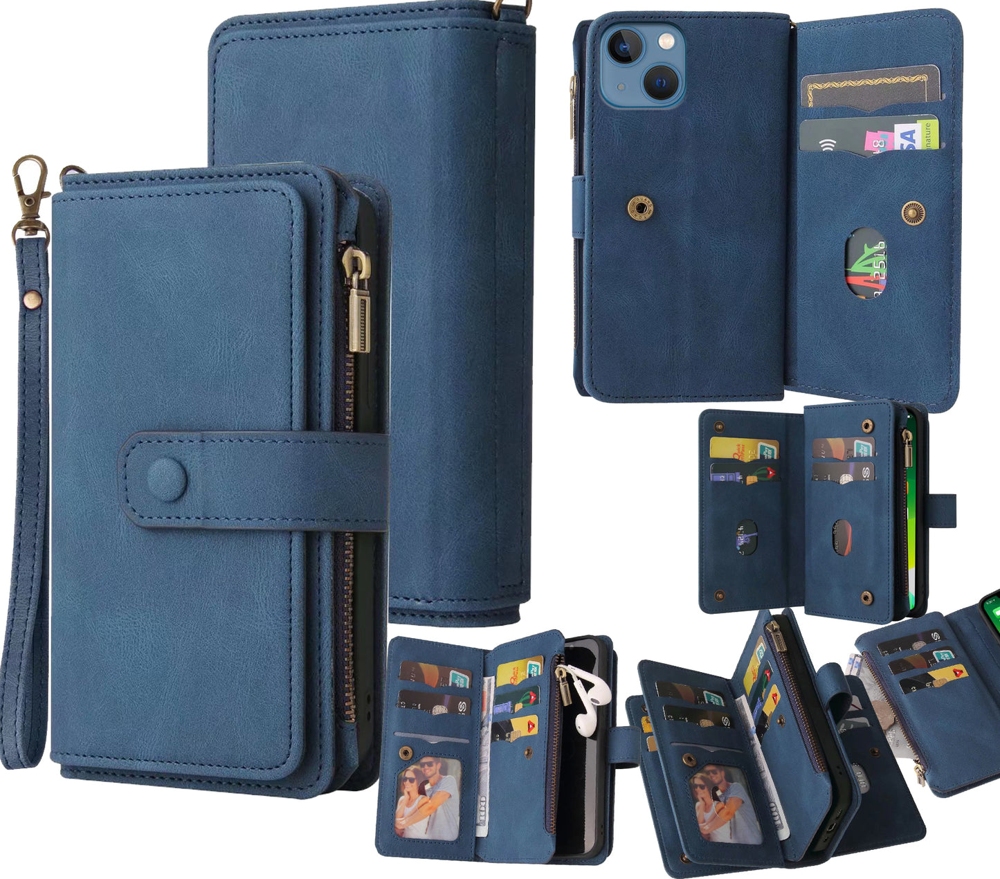 Samsung Galaxy S25 suede multifunction wallet case 15 cards & zipper pocket (w-018)