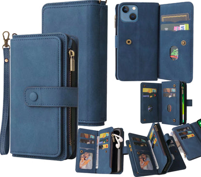 Samsung Galaxy S25 suede multifunction wallet case 15 cards & zipper pocket (w-018)