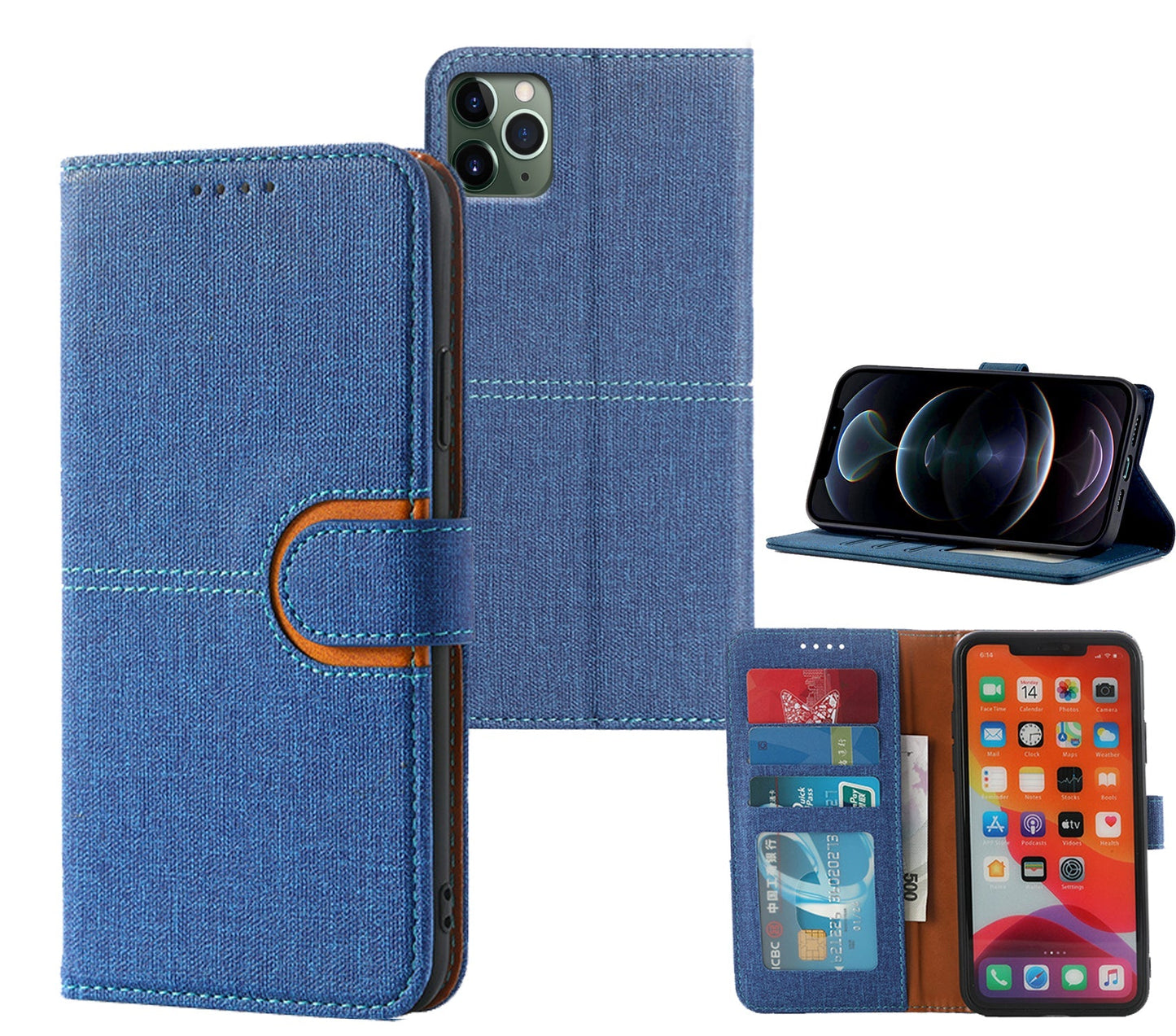 Moto g06 PU leather flip case canvas finish 3 card slot (w-canvas1)