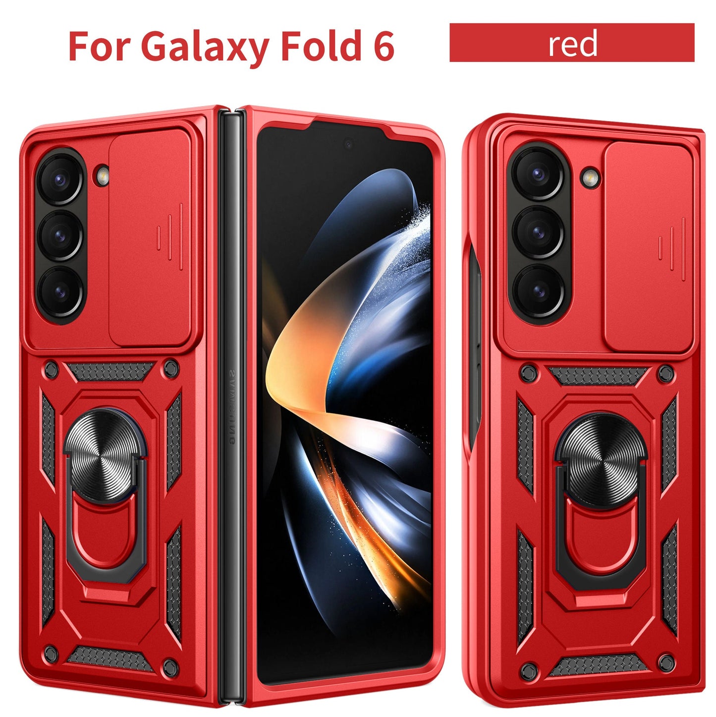 Samsung galaxy z fold 7 dual layer case with ring holder & camera shutter (B001)