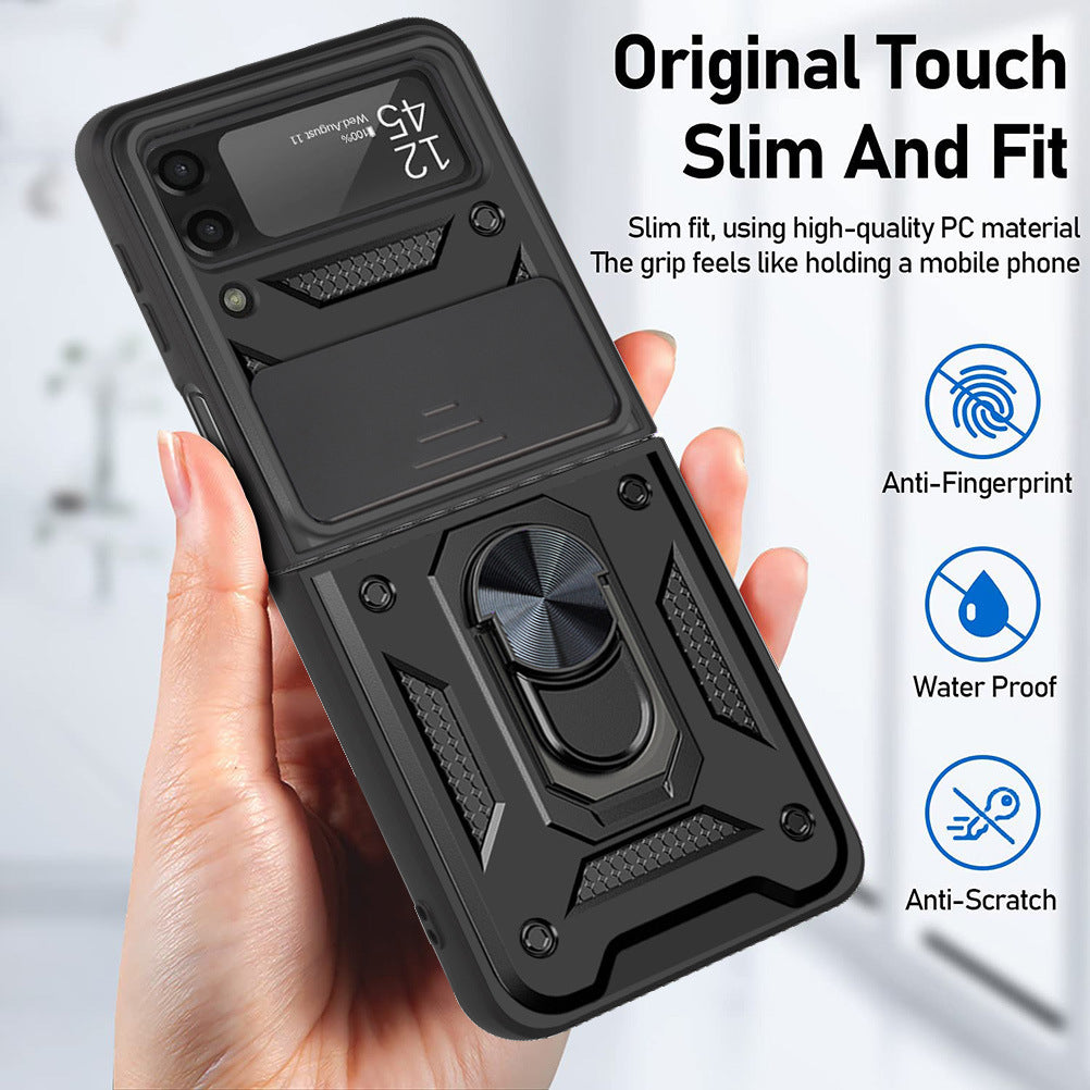 Samsung galaxy z flip 6 dual layer case with ring holder & camera shutter (B001)