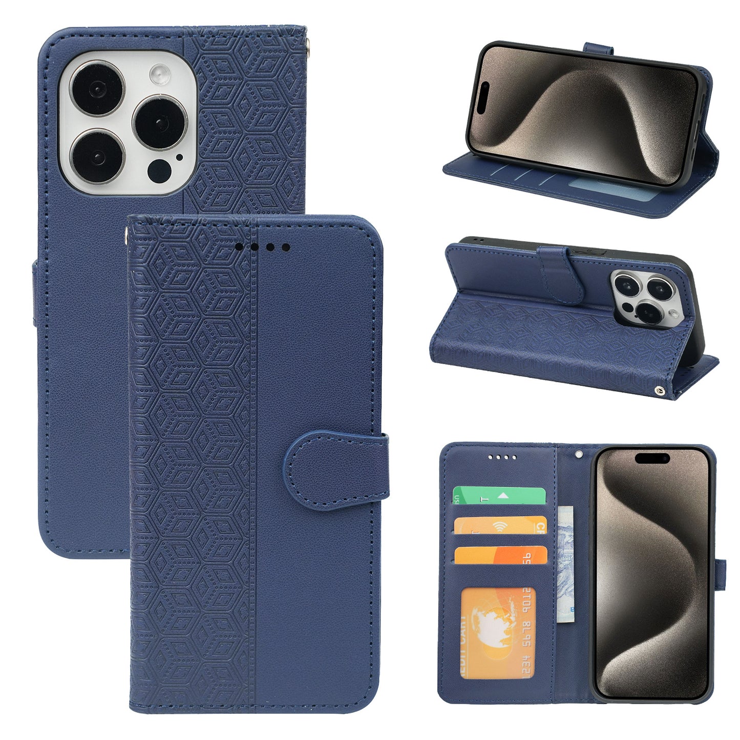huawei y5 2019 PU leather flip case stitched, patterned, 3 card slot & front round shaped closure (w-R20P3C)