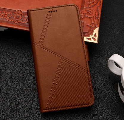 Moto g06 flip wallet case cowhide finish dot pattern 3 card slot & back magnet closure (w-008)