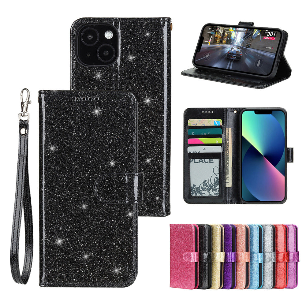 samsung galaxy s26 plus PU leather flip case shiny glitter finish 3 card slot (w-glitter3)