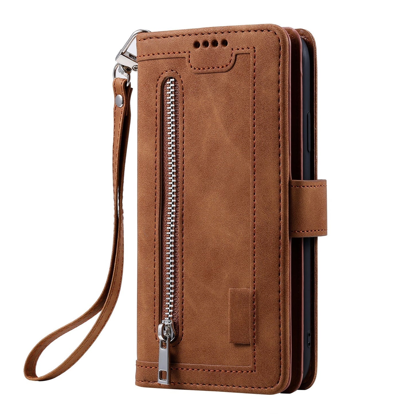 iphone 17 air all in one wallet 9 card front zipper suede finish (w-014)