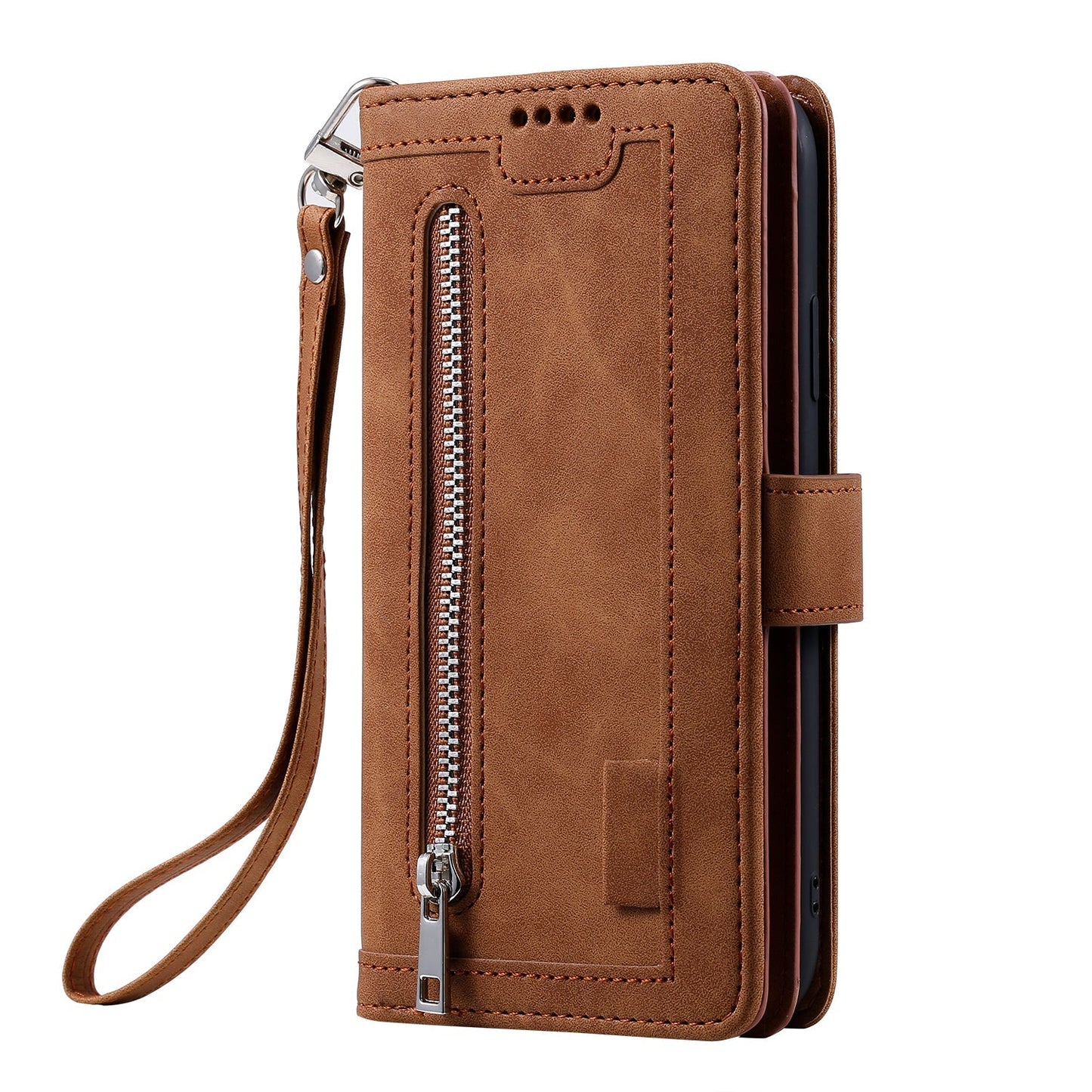 redmi a5 all in one wallet 9 card front zipper suede finish (w-014)