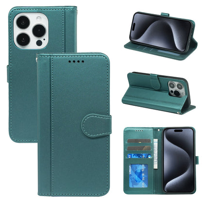iphone 17 air PU leather flip case stitched, 3 card slot & front round shaped closure (w-R203C)