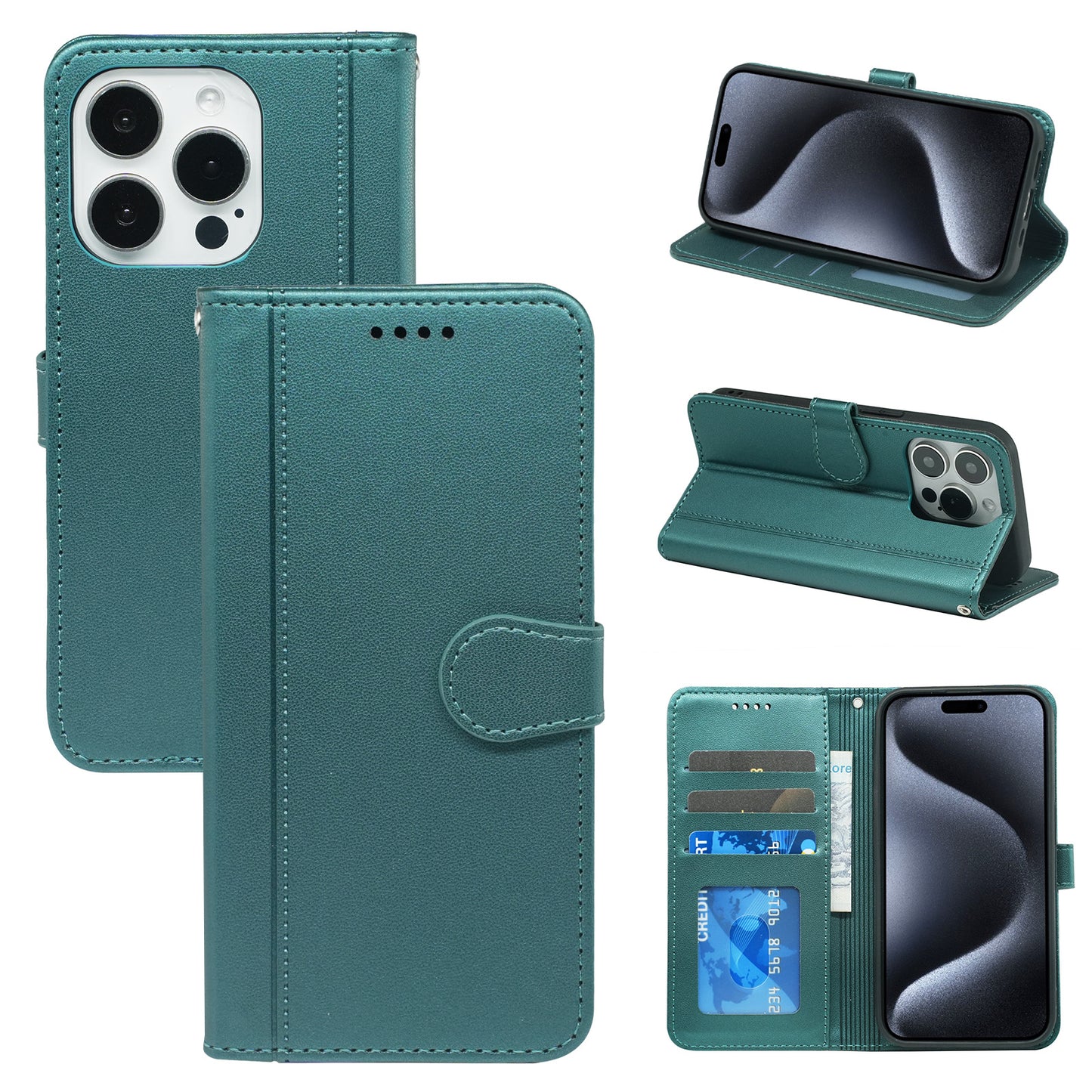 samsung galaxy xcover pro PU leather flip case stitched, 3 card slot & front round shaped closure (w-R203C)