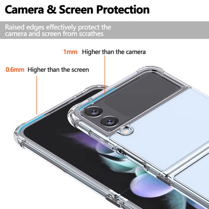 samsung galaxy z flip 4 hybrid clear shockproof case hard back+soft bumper lasting clarity