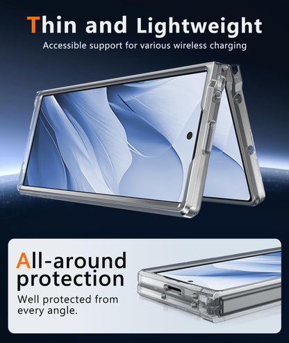 samsung galaxy z fold 8 ultra hybrid clear shockproof case hard back+soft bumper lasting clarity