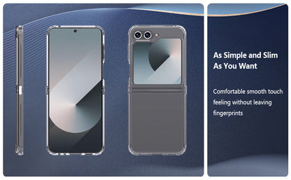 samsung galaxy z flip 7 hybrid clear shockproof case hard back+soft bumper lasting clarity