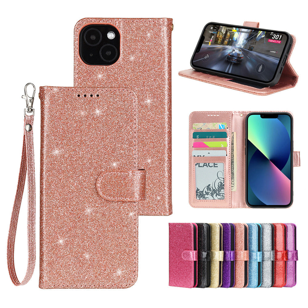samsung galaxy s26 ultra PU leather flip case shiny glitter finish 3 card slot (w-glitter3)