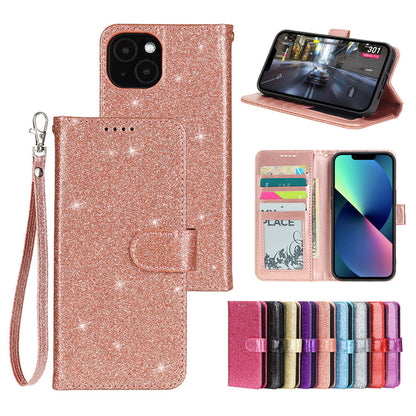 iphone 17 air PU leather flip case shiny glitter finish 3 card slot (w-glitter3)
