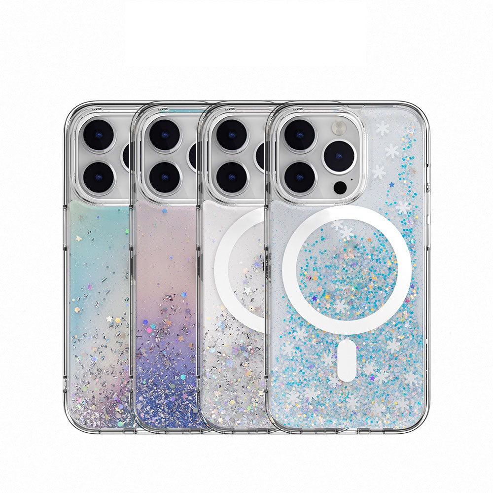 Iphone 14 pro max 3D hard glitter resin epoxy case magsafe