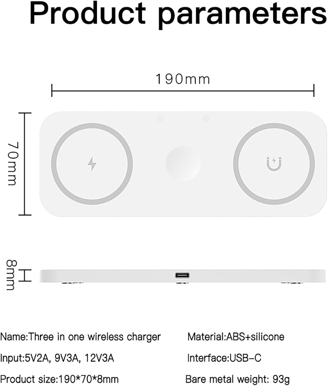 3-in-1 Magnetic Wireless Charger Pad for iPhone / Apple Watch / AirPods