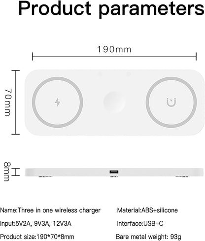3-in-1 Magnetic Wireless Charger Pad for iPhone / Apple Watch / AirPods
