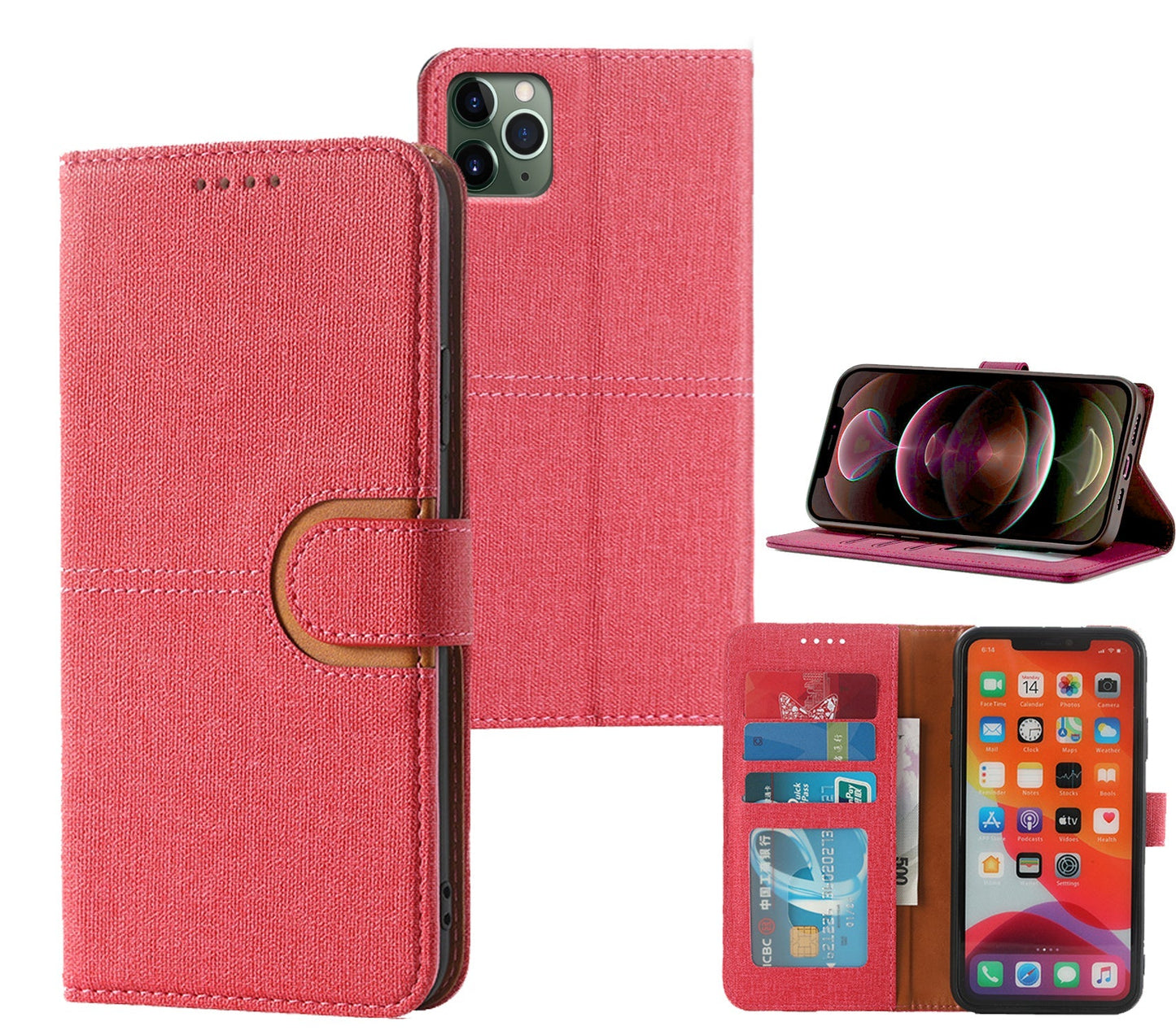samsung galaxy s26 plus PU leather flip case canvas finish 3 card slot (w-canvas1)