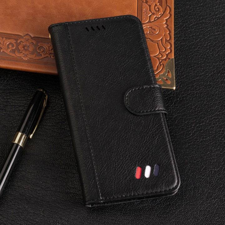 huawei y5 2019 flip wallet case lichi grain finish with 3 card slots (w-004)