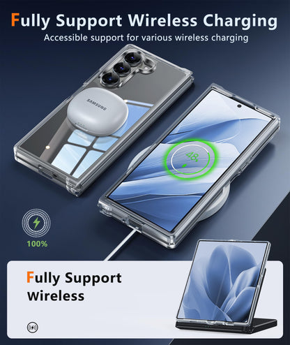 samsung galaxy z fold 3 hybrid clear shockproof case hard back+soft bumper lasting clarity