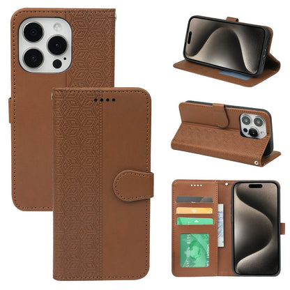 iphone 17 air PU leather flip case stitched, patterned, 3 card slot & front round shaped closure (w-R20P3C)