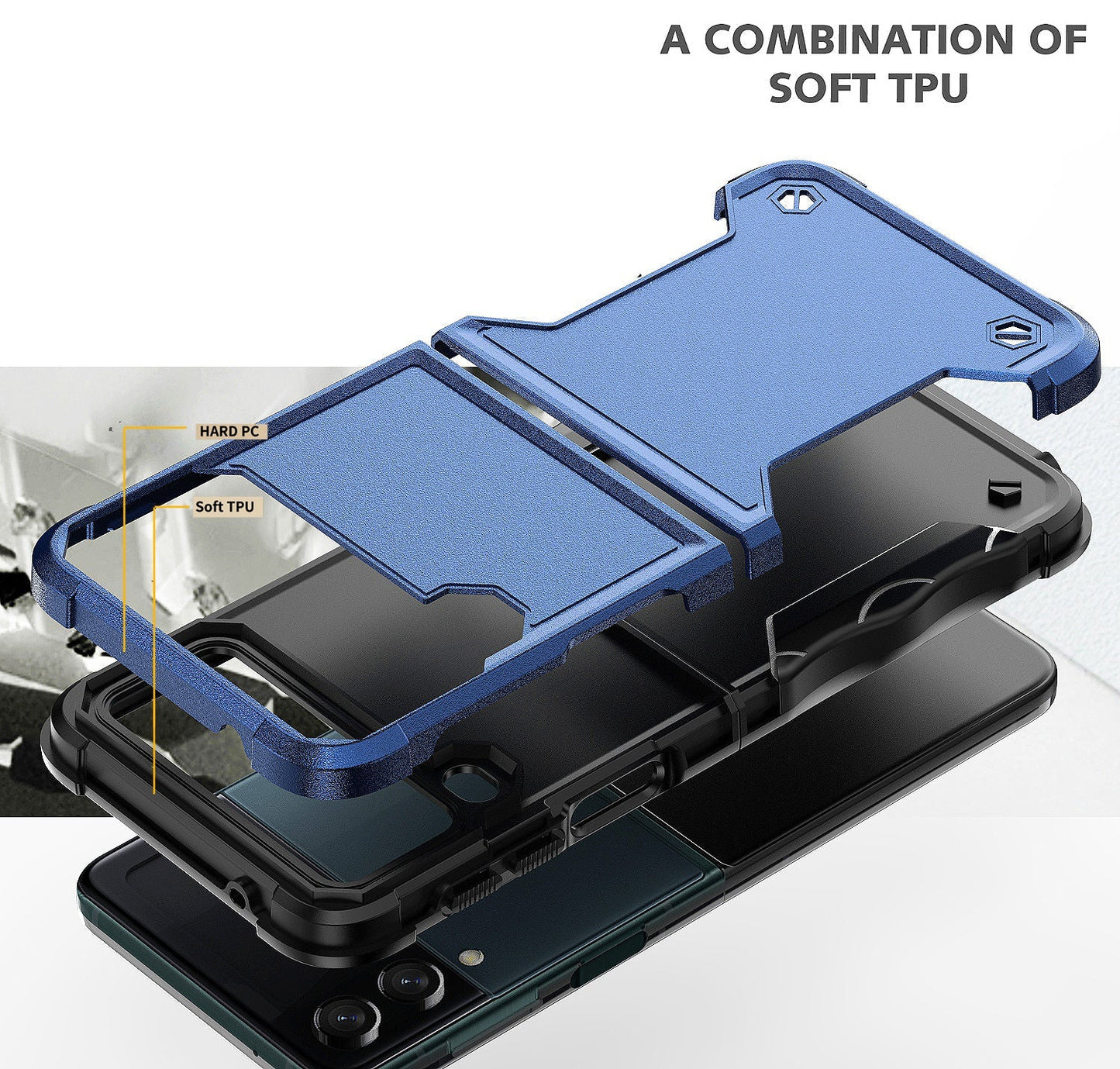 Samsung galaxy z flip 8 slim armor dual layer shockproof case grip (b002)