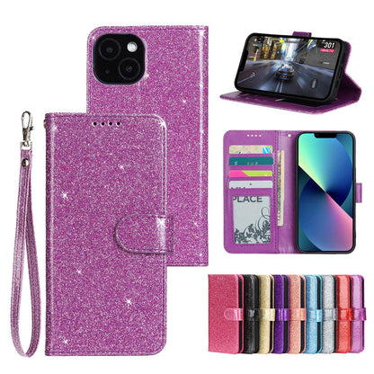 samsung galaxy s26 plus PU leather flip case shiny glitter finish 3 card slot (w-glitter3)