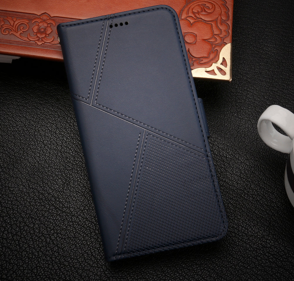 samsung galaxy s26 plus flip wallet case cowhide finish dot pattern 3 card slot & back magnet closure (w-008)