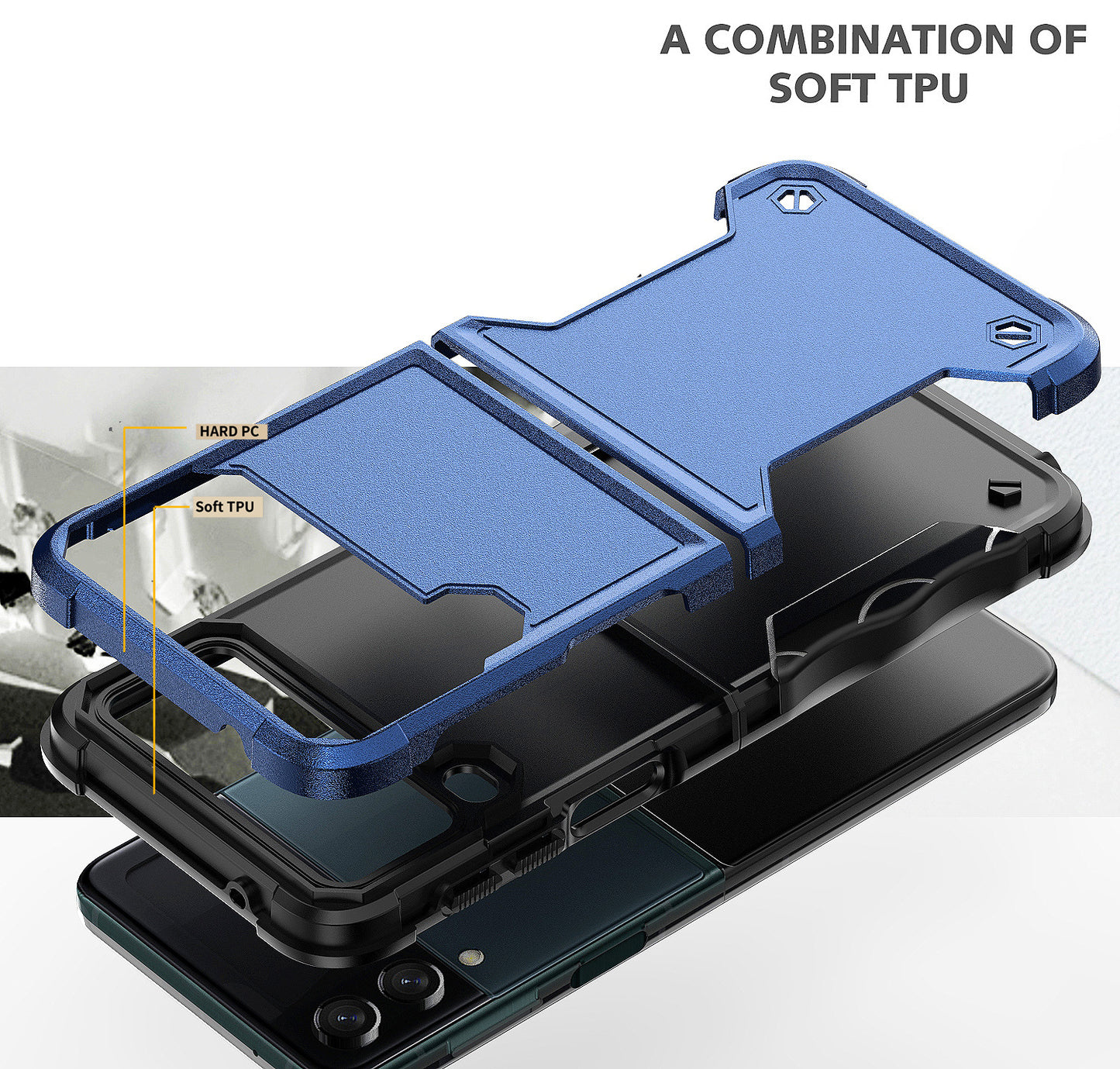 Samsung galaxy z flip 5 slim armor dual layer shockproof case grip (b002)