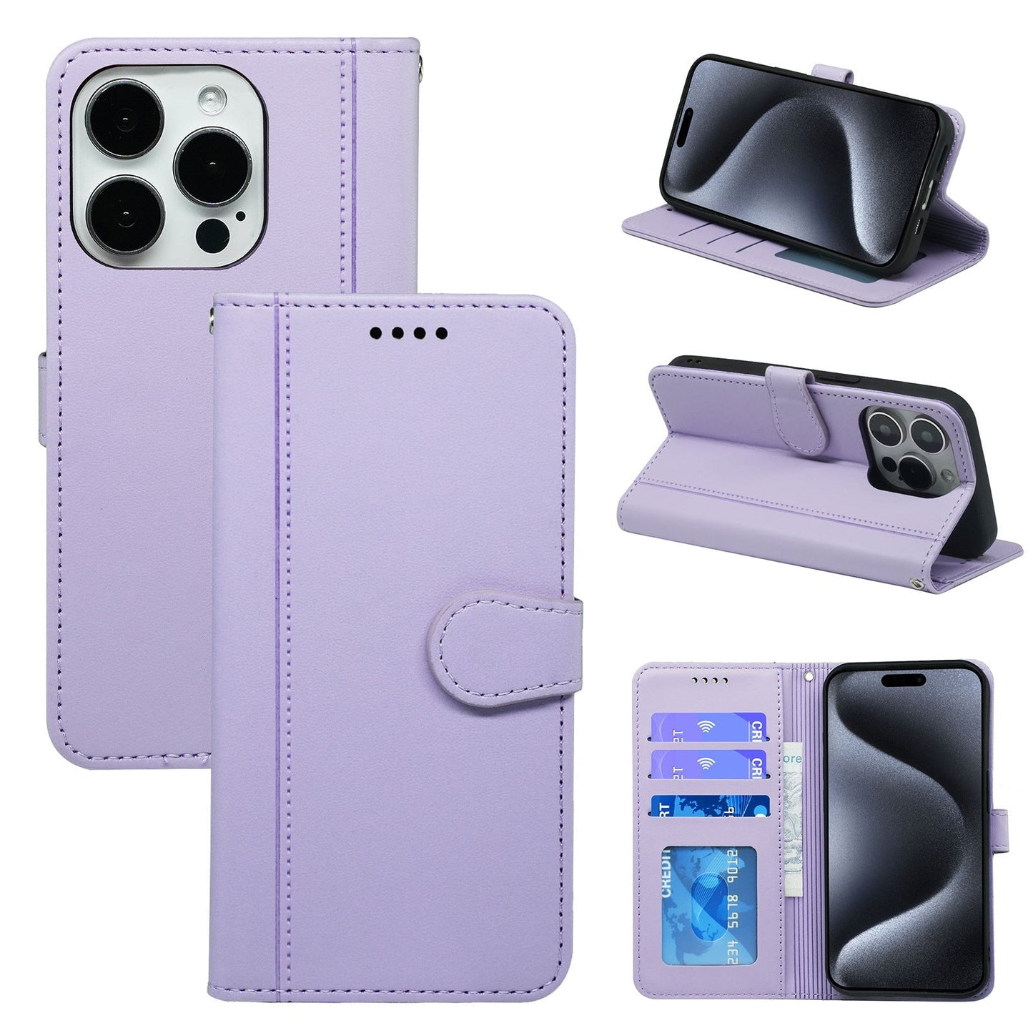 Moto edge 60 pro PU leather flip case stitched, 3 card slot & front round shaped closure (w-R203C)