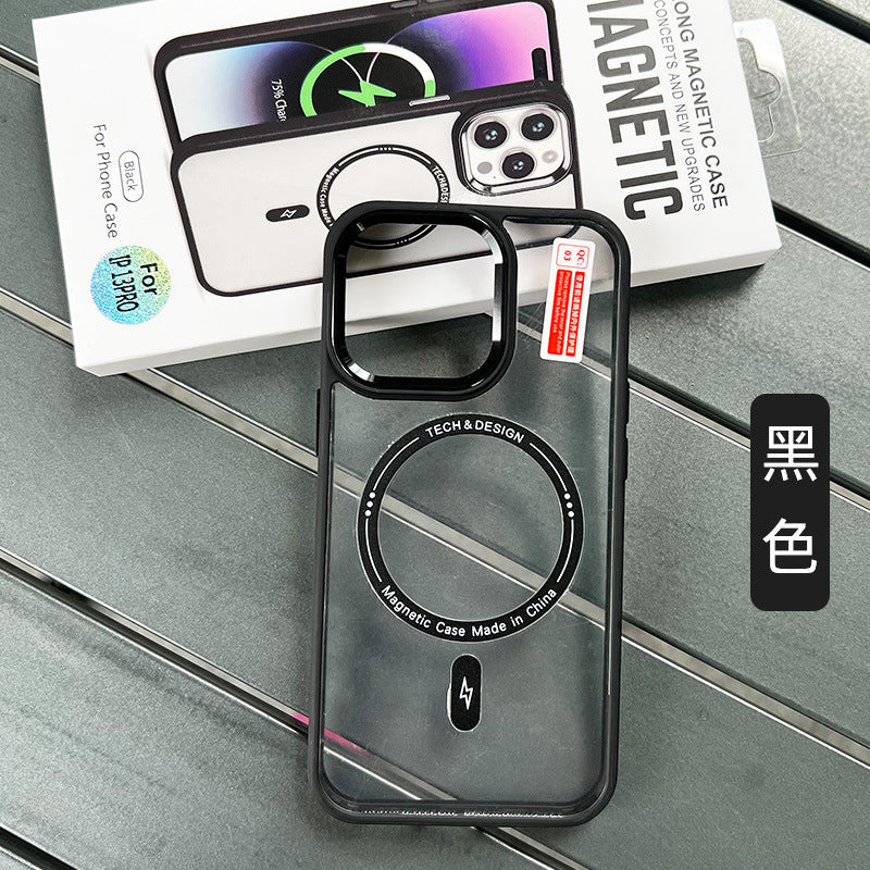 Iphone 11 pro max Clear-back MagSafe case with colored bumper and metallic camera frame