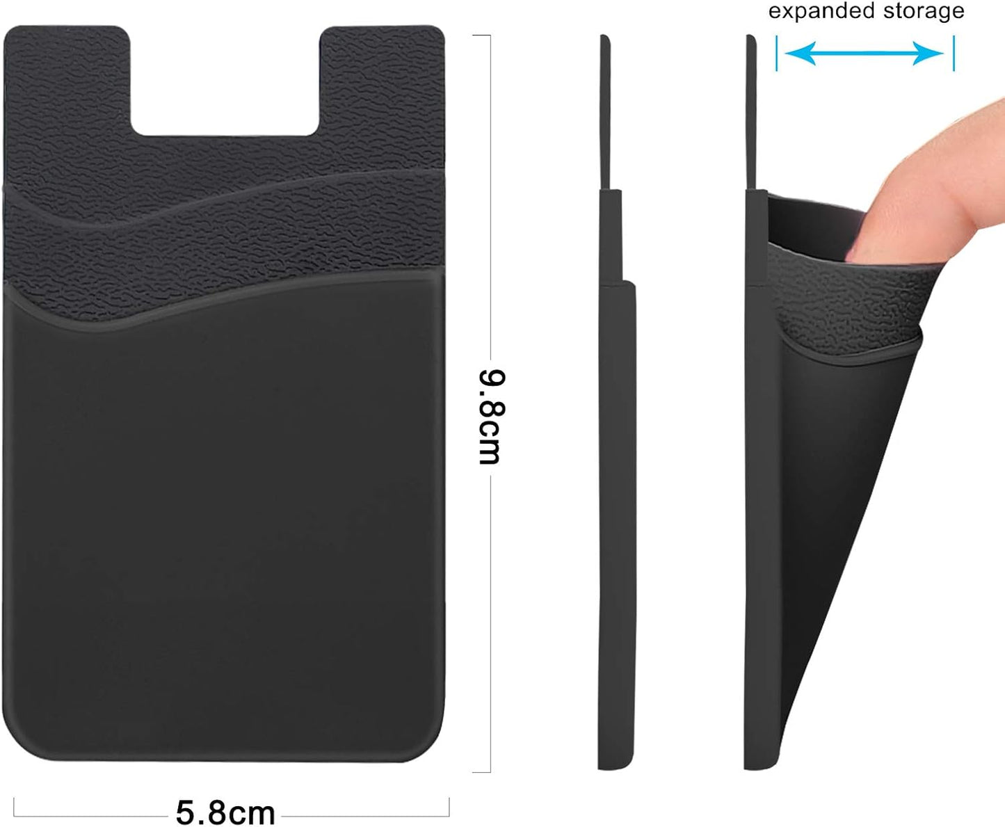 Dual slot Silicone Adhesive Phone Card Holder Stick-On Wallet Pocket for Back of Phone