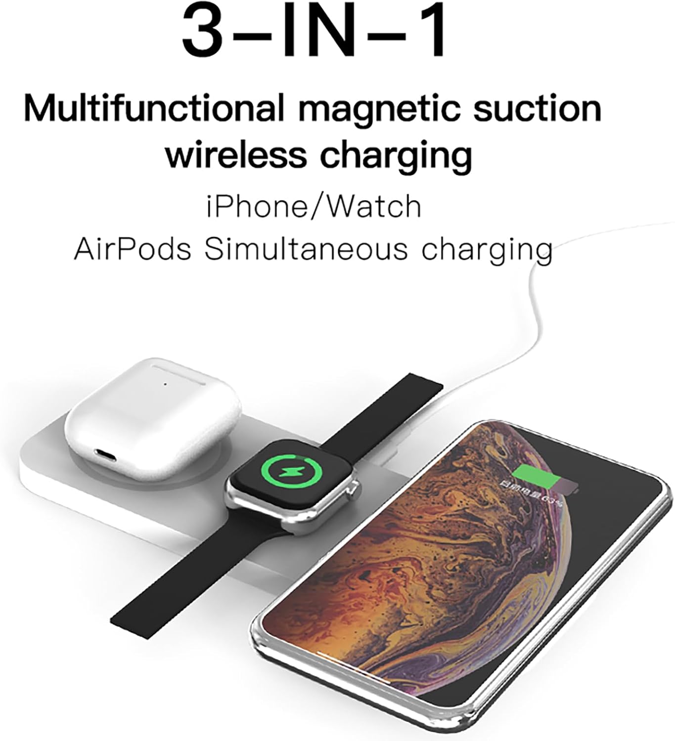 3-in-1 Magnetic Wireless Charger Pad for iPhone / Apple Watch / AirPods