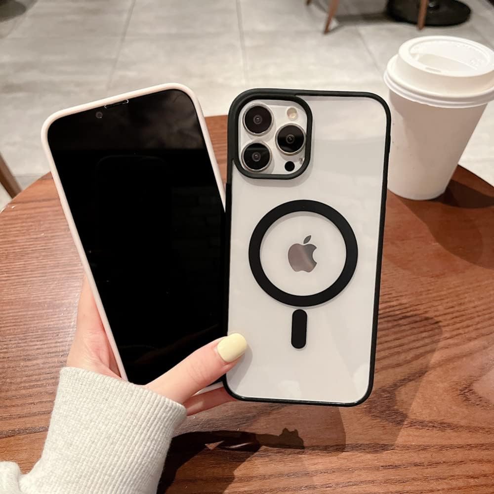 Samsung galaxy s24 fe Magnetic Case hard clear back with soft-touch colored bumper