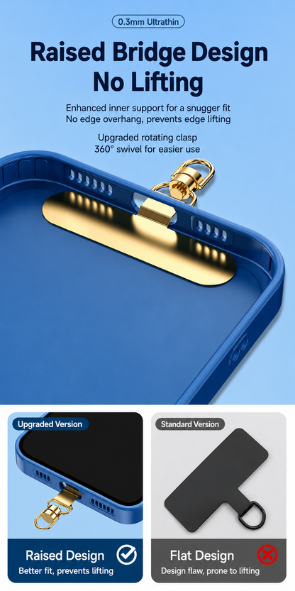 4pcs Phone Lanyard Patch & 360° Swivel Connector with raised bridge design for charging port fit