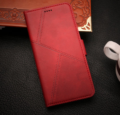 samsung galaxy xcover pro flip wallet case cowhide finish dot pattern 3 card slot & back magnet closure (w-008)