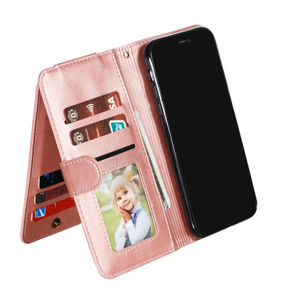 redmi a5 9 card wallet vertical flip w front zipper cowhide finish (w-013)