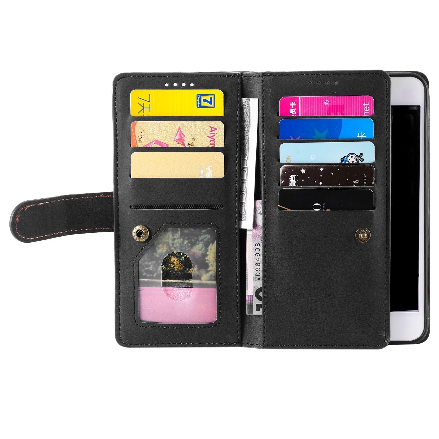 iphone 17 air all in one wallet 9 card front zipper suede finish (w-014)