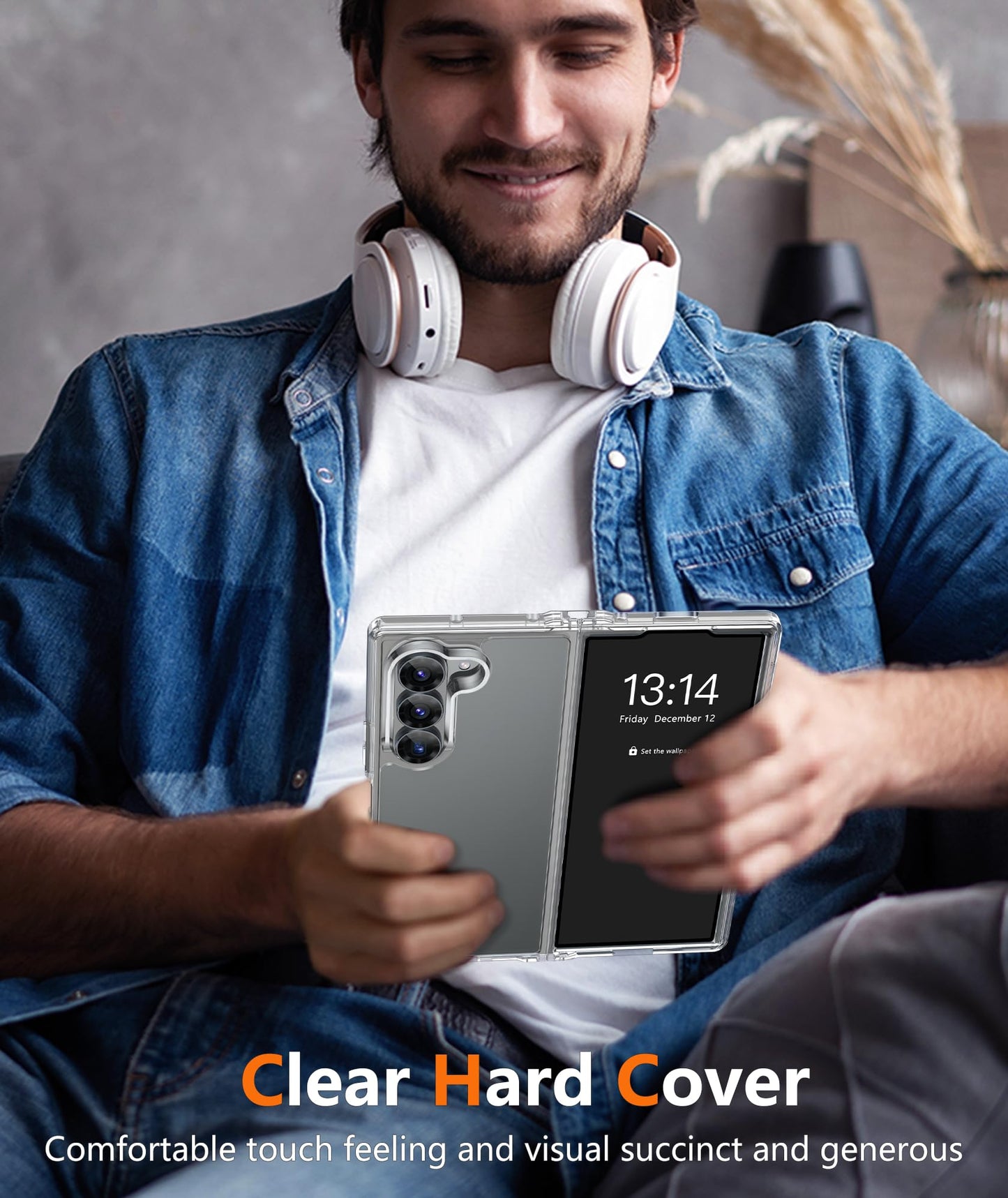 samsung galaxy z fold 8 ultra hybrid clear shockproof case hard back+soft bumper lasting clarity