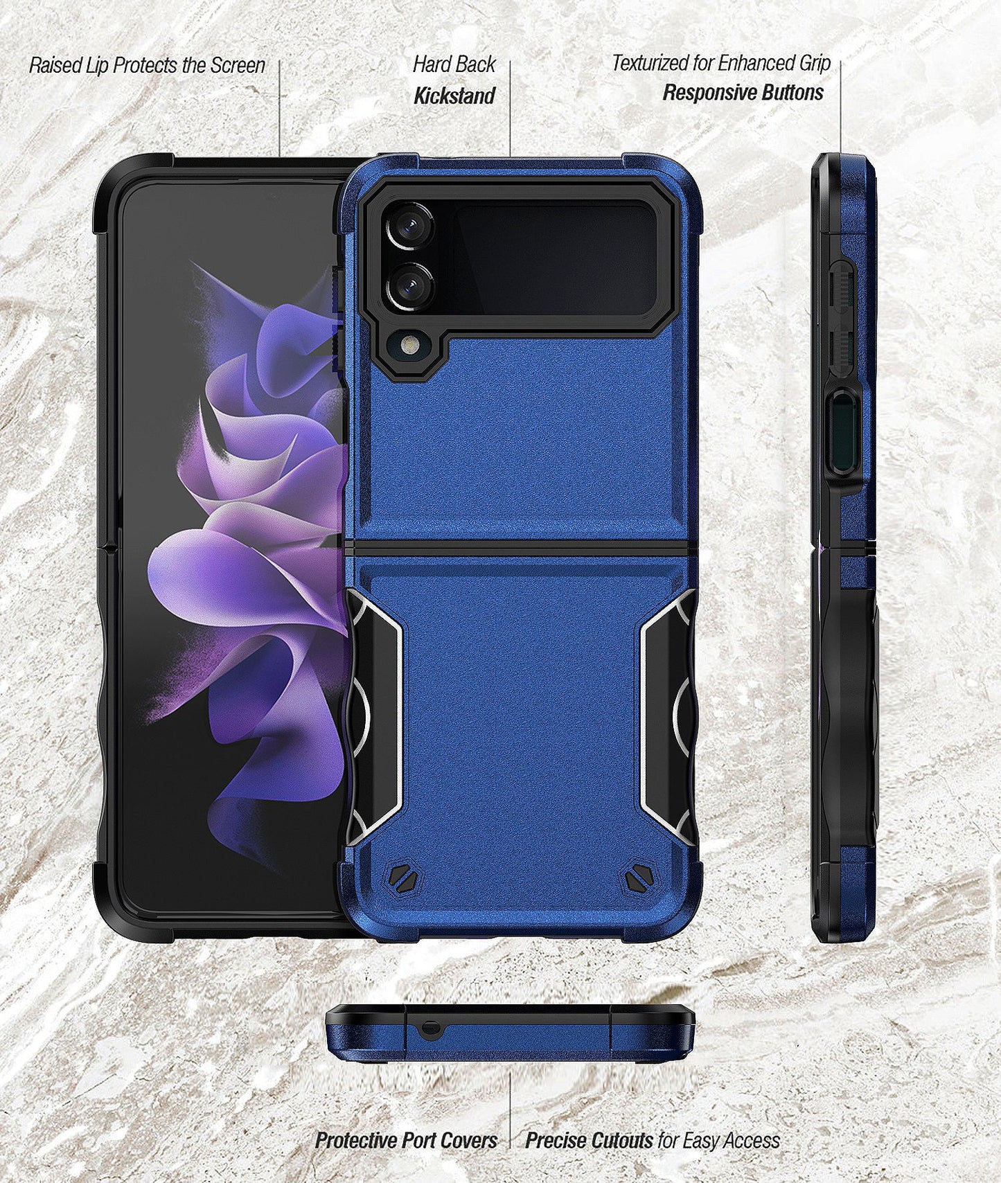 Samsung galaxy z flip 5 slim armor dual layer shockproof case grip (b002)