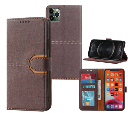 samsung galaxy xcover pro PU leather flip case canvas finish 3 card slot (w-canvas1)