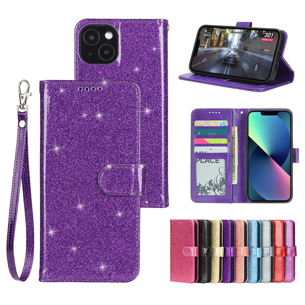 Moto edge 60 fusion PU leather flip case shiny glitter finish 3 card slot (w-glitter3)