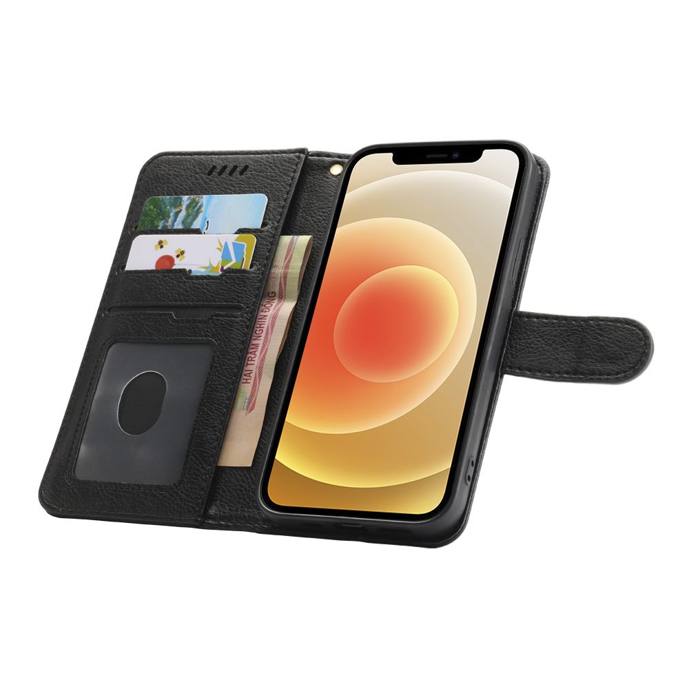 samsung galaxy xcover 7 pro flip wallet case lichi grain finish with 3 card slots (w-004)