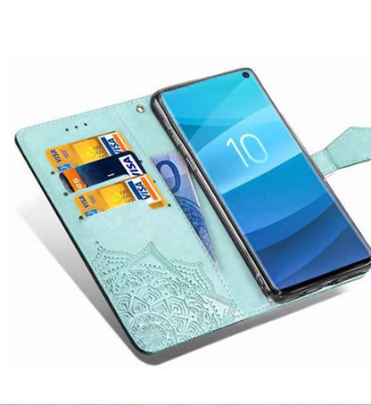 huawei p30 flip wallet case embossed patterned finish 3 card slots (w-006)