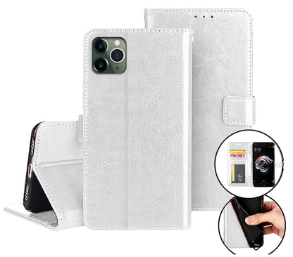 Motorola Moto g14 flip wallet case cow hide glossy finish with 3 card slots (w-003)