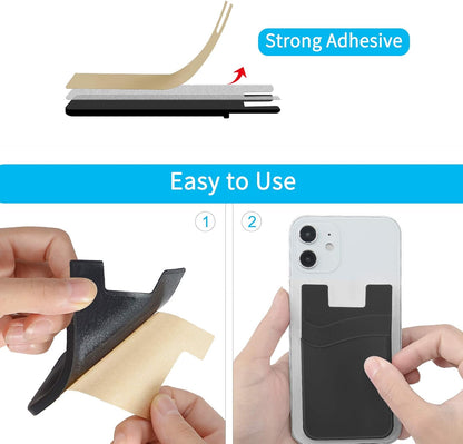 Dual slot Silicone Adhesive Phone Card Holder Stick-On Wallet Pocket for Back of Phone