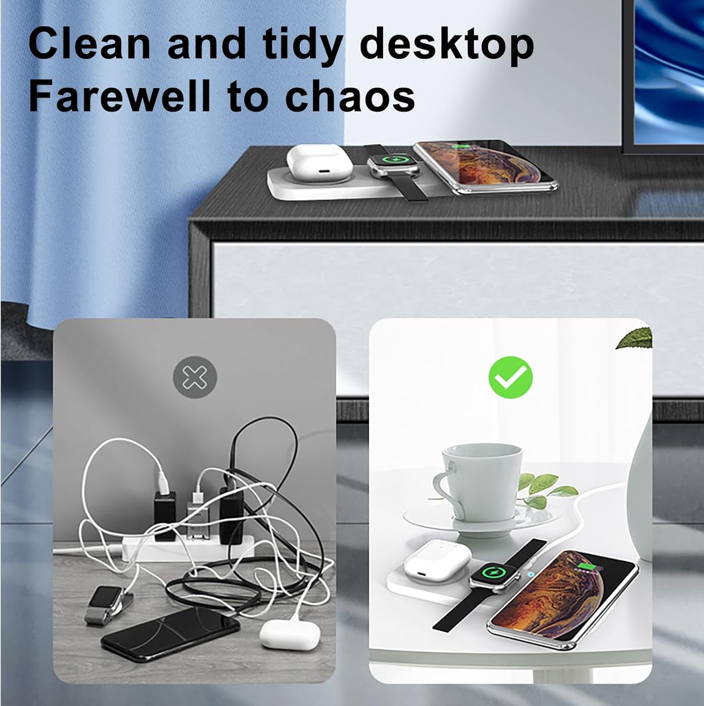 3-in-1 Magnetic Wireless Charger Pad for iPhone / Apple Watch / AirPods
