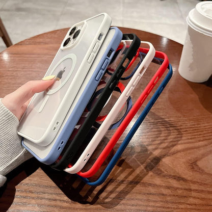 Samsung galaxy a35 Magnetic Case hard clear back with soft-touch colored bumper