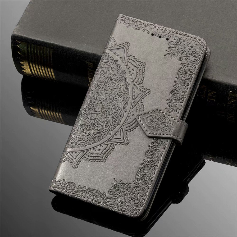 Xiaomi poco x7 flip wallet case embossed patterned finish 3 card slots (w-006)